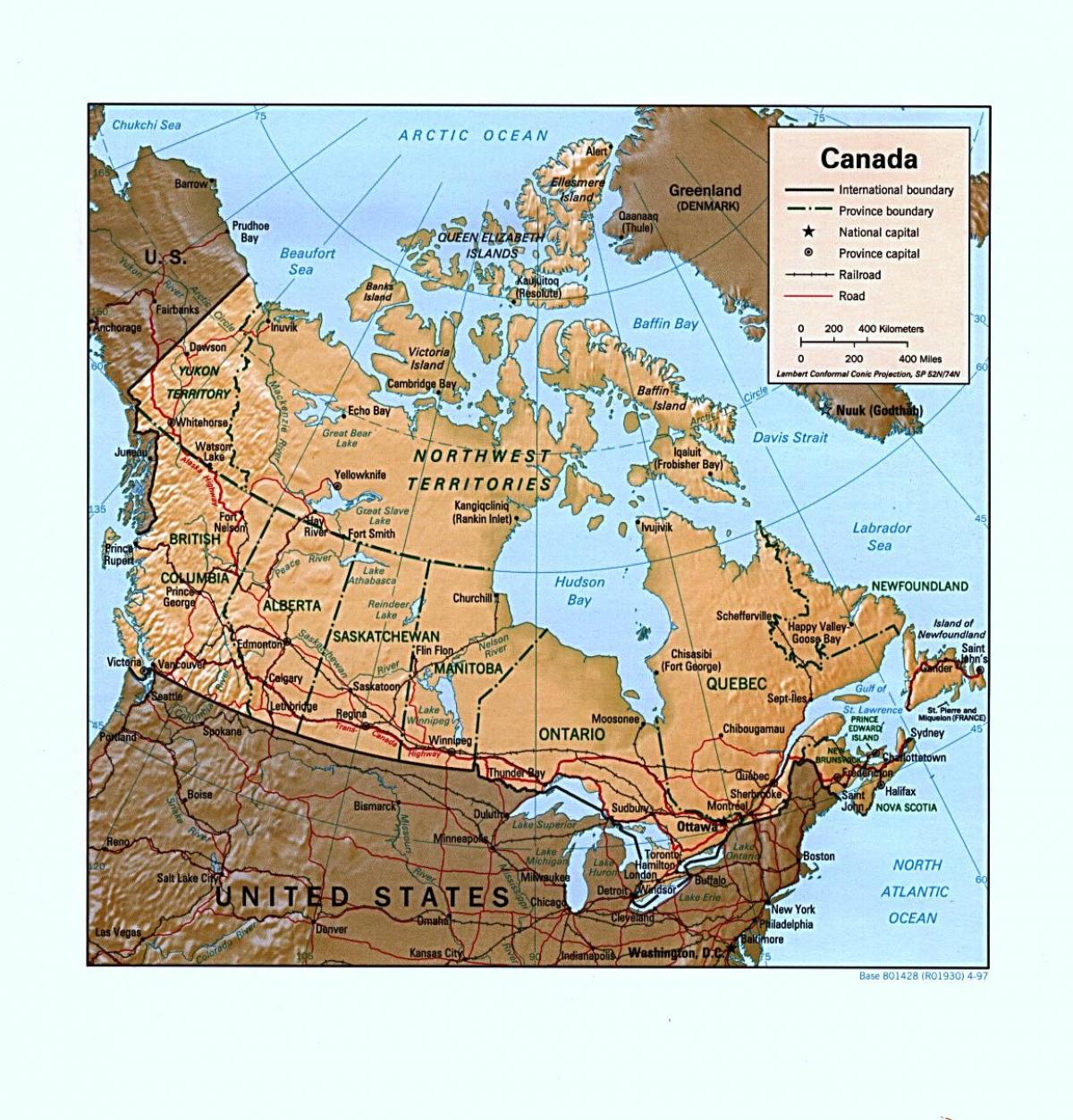 カナダの地形図 地図のカナダ地形 北アメリカ ア