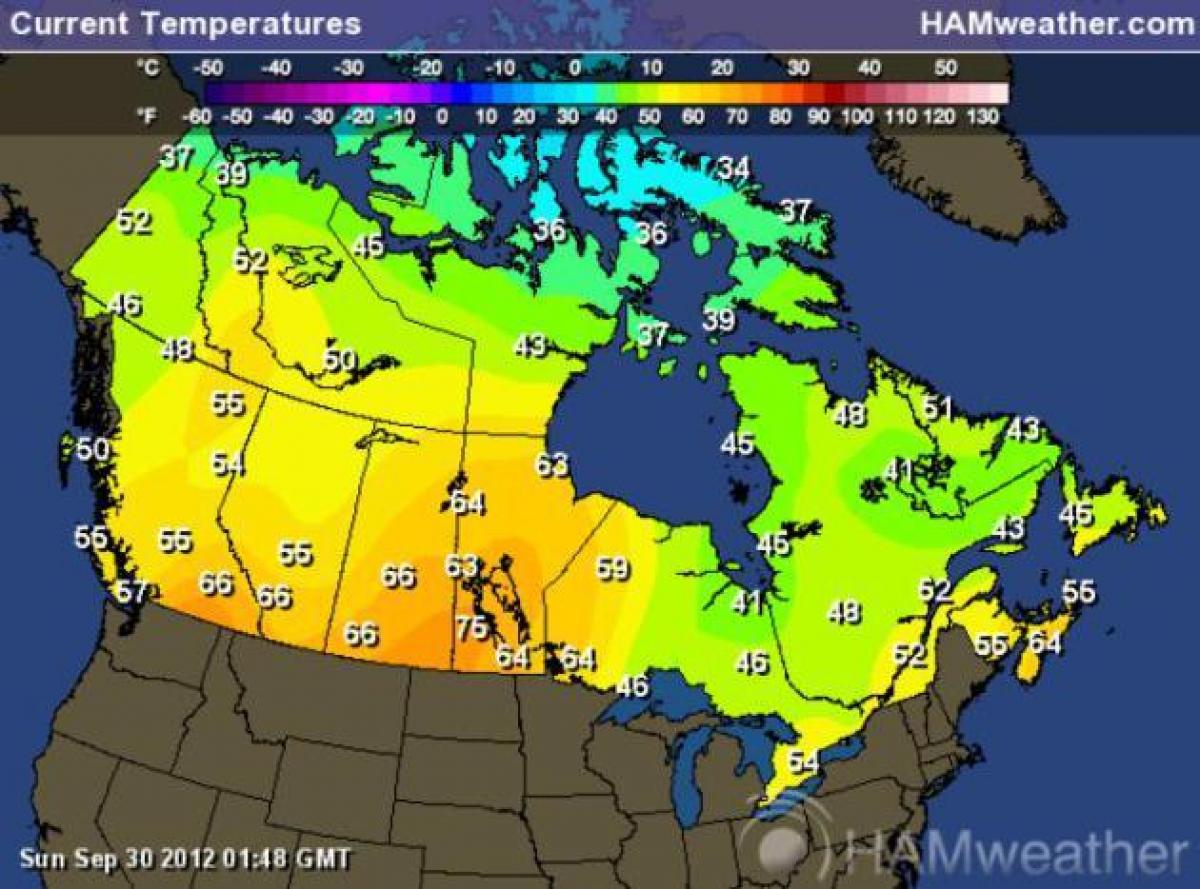 カナダ天気図の温度 環境カナダ天気図 北アメリカ ア
