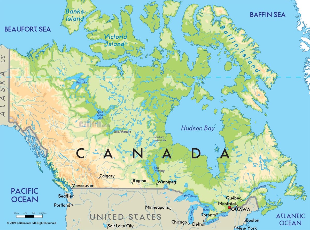 カナダの地図