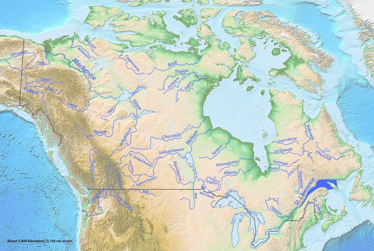 カナダの河川地図