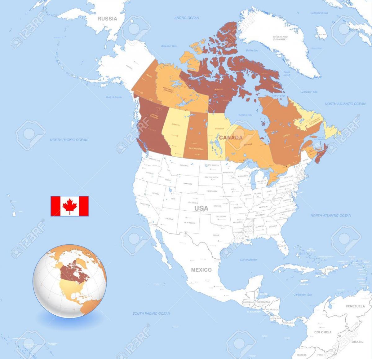 カナダ世界地図