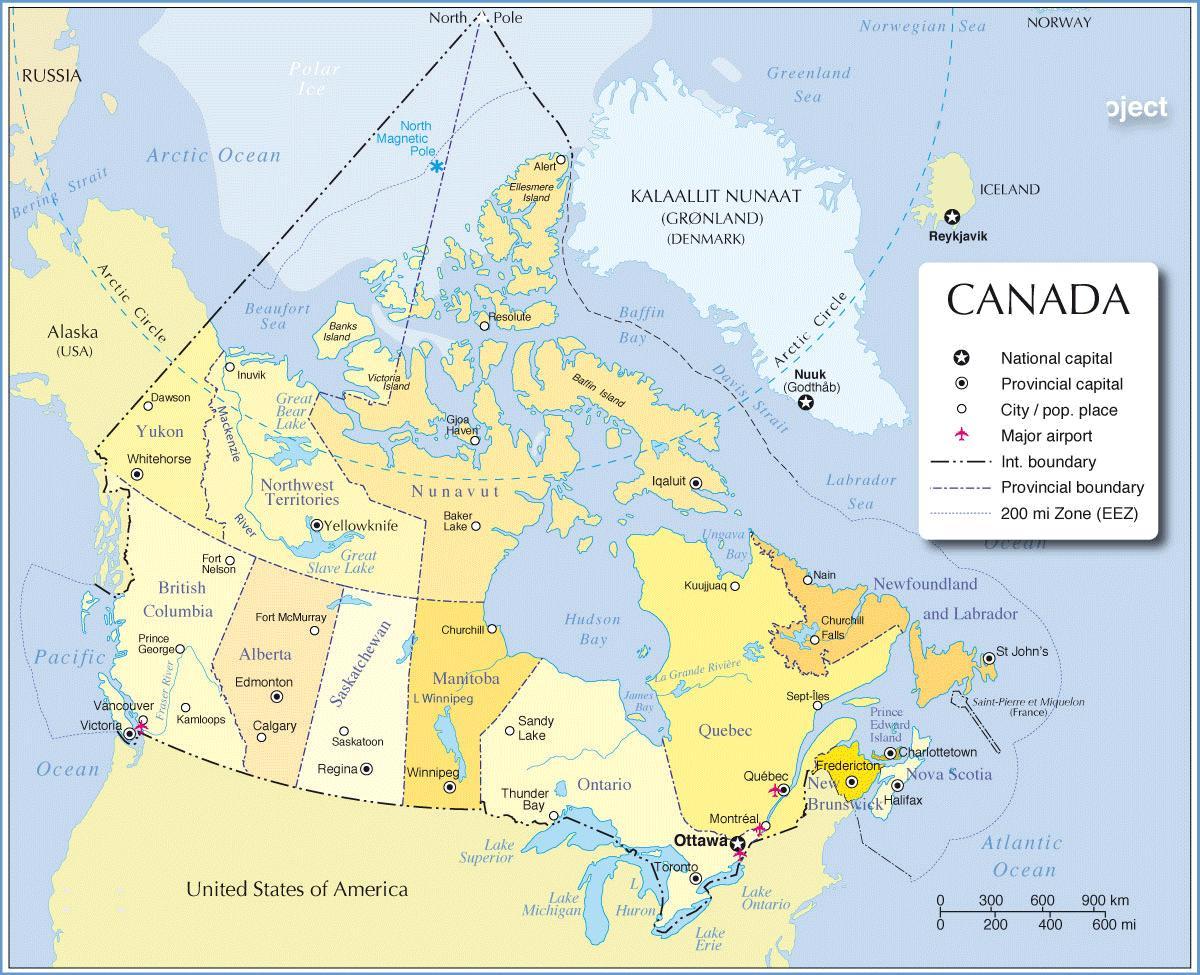 地図のカナダ旅行