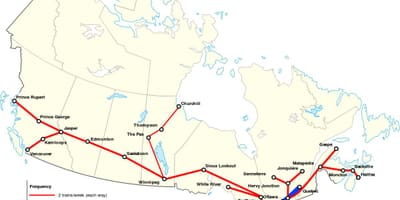 地図のカナダの鉄道路線