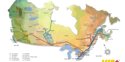 カナダの鉄道ネットワークの地図