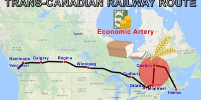 トランスカナダの鉄道路線図