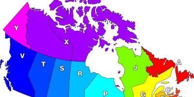カナダの郵便コードの地図